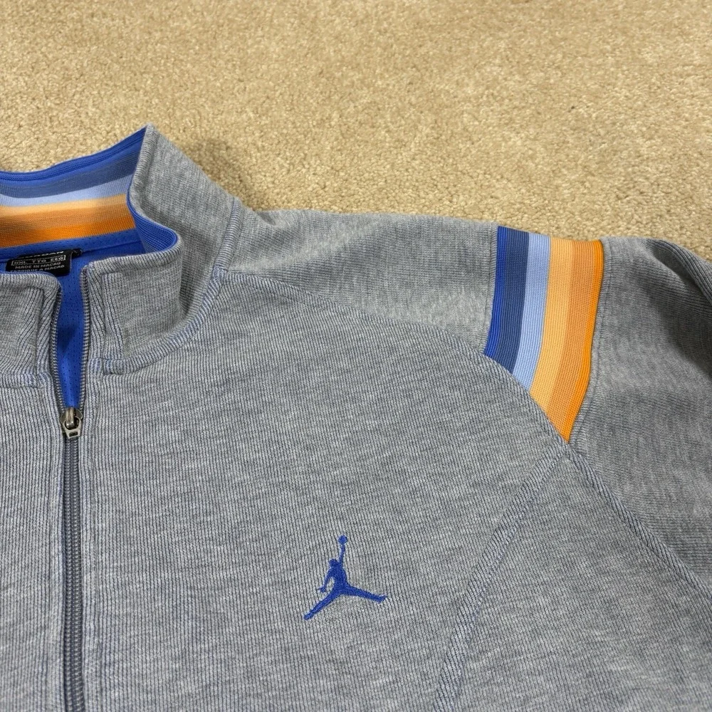 Y2K VTG Jordan Track Jacket Mens XXL Grey Blue Long Sleeve Full Zip Mock Neck